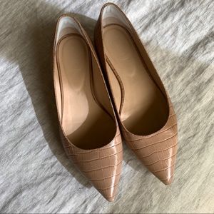 M. Gemi Nude Snakeskin-like Flats- Size 7